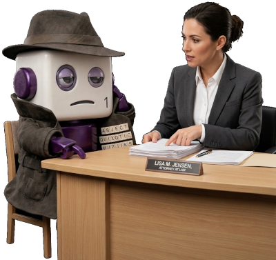 Tilebot being lectured by his lawyer girlfriend, Lisa M. Jensen